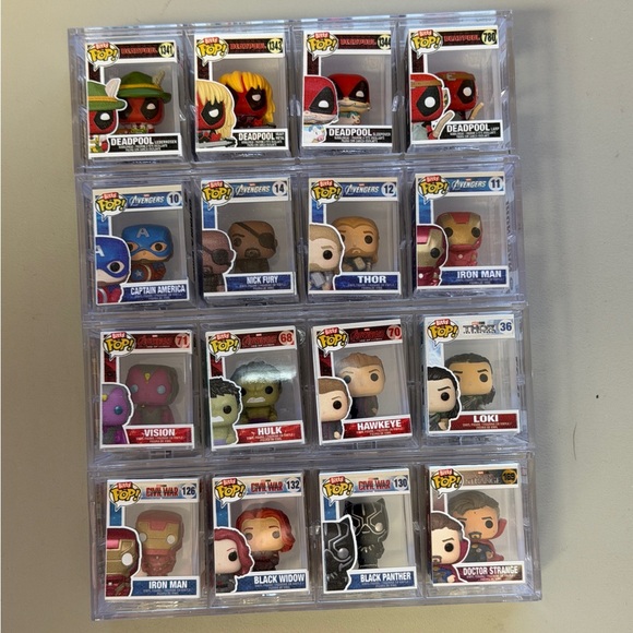 Marvel Avengers & Deadpool Bitty Pops. Set of 16.